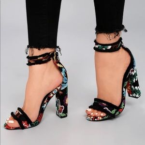 Lulus Embroided Ankle Strap Heel